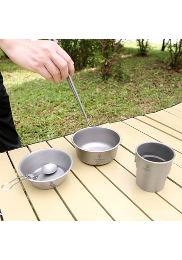 Gajeena Kamp İçin 500ml Titanyum Kase - Sağlıklı, Lezzeti Bozmayan, Yıkamak Kolay, Outdoor Maceralar İçin Gümüş