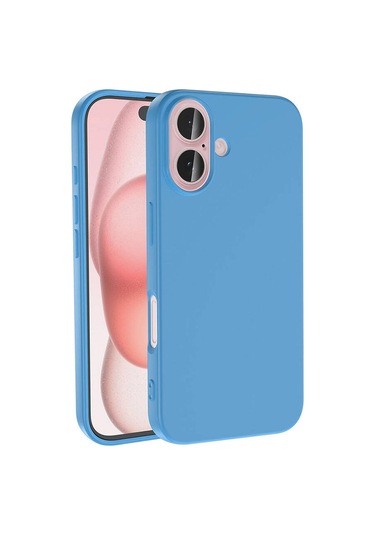 Apple iPhone Uyumlu 16 Lansman Arka Kapak Silikon Kılıf Açik Mavi