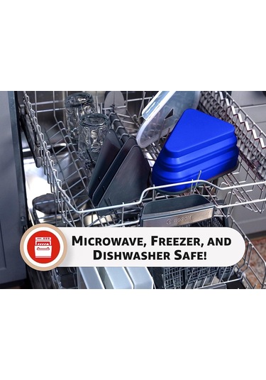 Vkemall Mutfak Grade Silikon Pizza Saklama Kutusu - 5 Fırın Uygun Bölmeli, Yeniden Kullanılabilir, Mikrodalga Ve Bulaşık Makinesi Güvenli Mavi Triangular Mavi