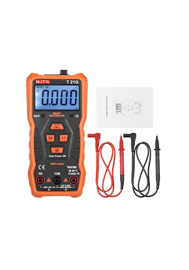 Moveevo Njty T21g Mini Akıllı Multimetre 6000 Sayım True Rms Evrensel Metre Cep Boyutu Kompakt 2 Inç Lcd Dijital Multimetre