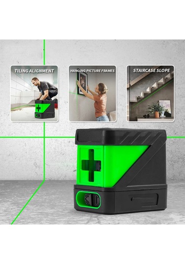 Vkemall A Tipi Yeşil Işık 2 Çizgi Laser Seviye Cihazı - Taşınabilir, Ip54 Koruma, 2.5mm/5m Doğruluk Pil Dahil Değil