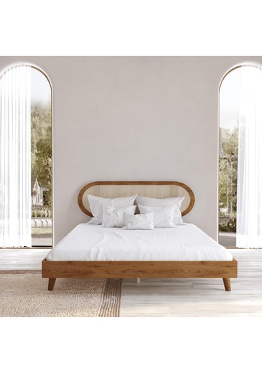 Padova Hazeran Ahşap Ceviz Karyola Kolay Kurulum-930 Çift Kişilik