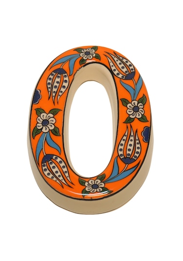 Seramik Kapı Adres Numaraları (0-9) Turuncu Lale Desen