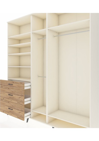 Hyperion Dolap 9 Raflı 3 Çekmeceli 3 Askılı 220x44x243 Aytaşı-aytaşı/çam Aytası/atlas Çam