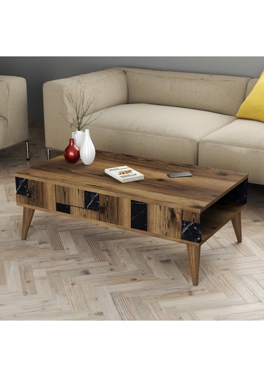 Variant Madrid Orta Sehpa - Ceviz / Siyah Mermer