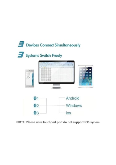 Hp Iclever Hassas Touchpadli Katlanır Bluetooth Klavye Gri