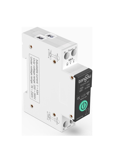 Tongou Akıllı Voltaj Ve Akım Koruma Rölesi - Sıcaklık Korumalı -wifi Özellikli Çift Kutuplu Monofaz