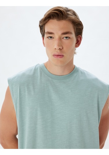 Koton Basic Atlet Bisiklet Yaka Kolsuz Pamuklu Mavi 4sam30043mk Mavi