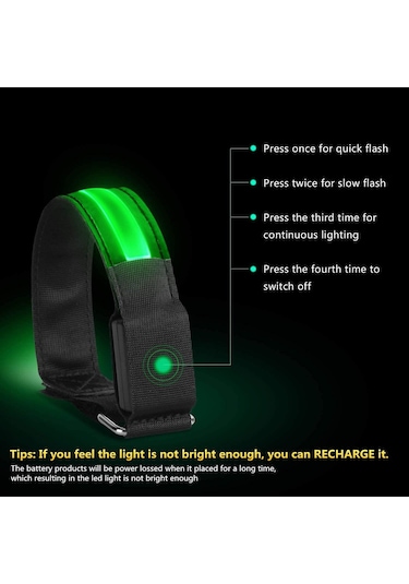 Kangvka Yürüyüş, Koşu Ve Bisiklet İçin Şarj Edilebilir Led Parmaklık 2 Adet , Yansıtıcı Özellikli, Hafif Ve Ayarlanabilir Çok Renkli