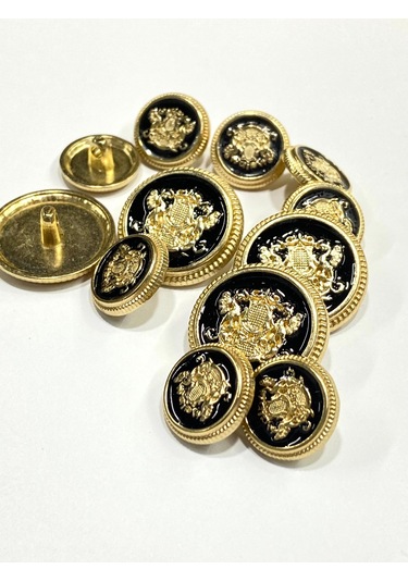 Blazer Ve Trençkot Ceket Düğmesi Takımı 4+8 Set /arma Model - Gold Siyah