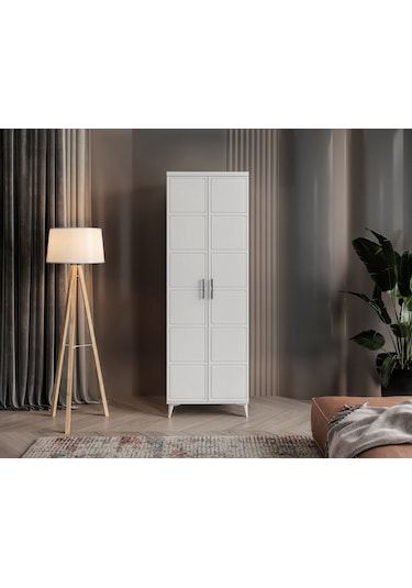 GuneyStore Milano 2 Kapaklı Komple Mdf Beyaz Gardırop