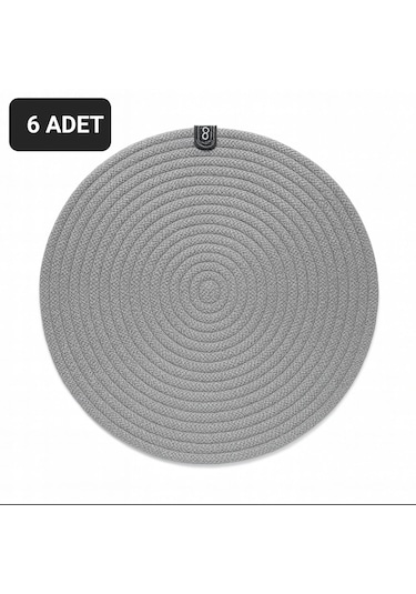 Upeka 6'lı Jütip Supla Yuvarlak Amerikan Masa Servis Gri Renk28cm Gri