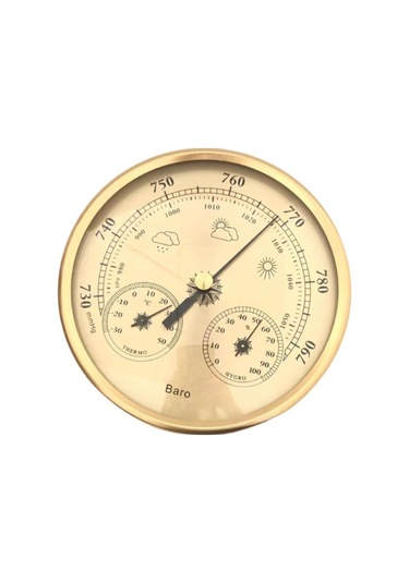 Vkemall 70mm Altın Hava Basıncı Ölçer, Ev Ve Ofis İçin Sıcaklık, Nem Ve Basınç 3'ü Bir Arada Hava Durumu Monitörü