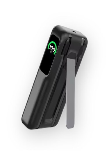 10000mah 22.5w Type-c Lightning Kablolu/kablosuz Standlı Telefon/saat Şarj Lcd Magsafe Powerbank Black