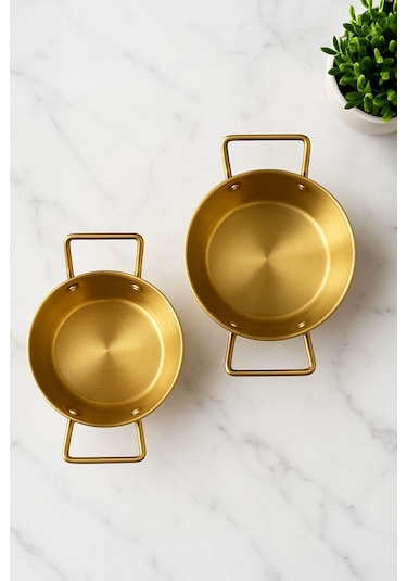 Morponi 2'li Gold Çelik Sunumluk 10 Cm & 12 Cm Altın