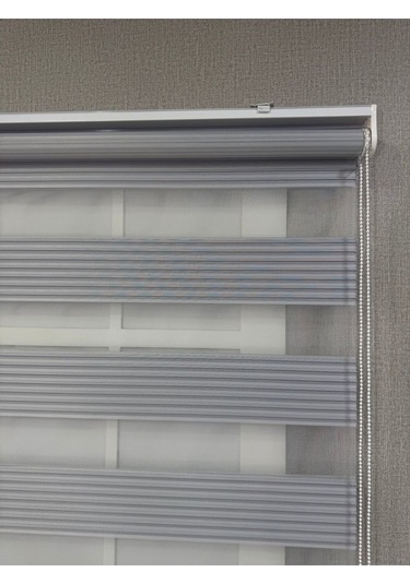 Donatti Zebra Stor Geniş Plise Güneşlik Perde Açık Gri Açık Gri