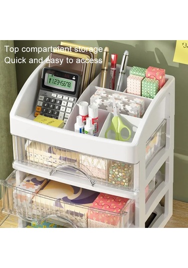 Sones Masaüstü Çekmece Düzenleyici Çok Katmanlı Kozmetik Mücevher Kutusu Kırtasiye Çok İşlevli Düzenleyici, Stil: 5 Katmanlı Beyaz Çekmece Beyaz