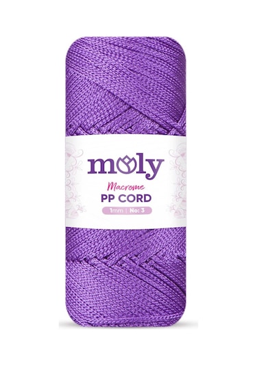 Moly Pp Cord Polyester Makrome No:3 1mm 141-eflatun Örgü İpi 100 Gram