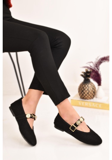 Kadın Günlük Babet Tokalı Ayarlanabilir Hafif Rahat Ayakkabı Füme