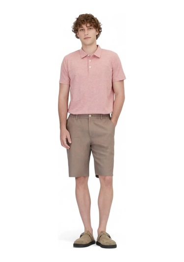 Koyu Vizon Dokuma Jogging Fit Casual Pamuk Karışımlı Bermuda Vizon