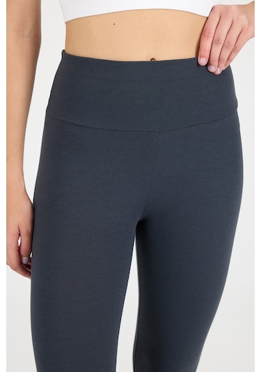 Malabadi Kadın Füme Penye Modal Yüksek Bel Spor Kapri Tayt 1909 Füme