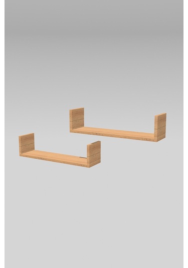 Ahşap Dekoratif Duvar Rafı İkili