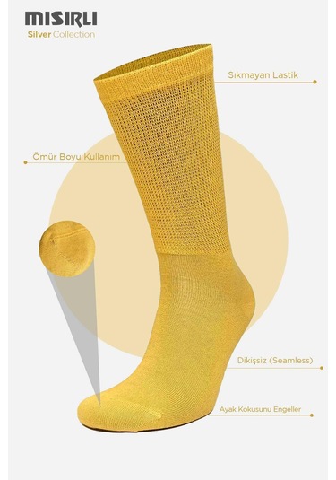 Mısırlı Kadın %10 Gümüş Madeni İçerikli Sarı Soket Çorap M 78000 S Sarı