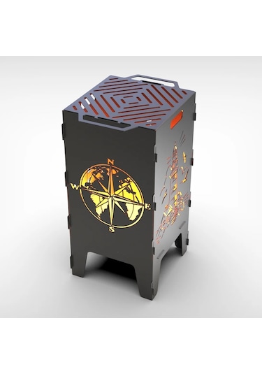 Deniz Feneri Ve Pusula Desenli Dekoratif Mangal