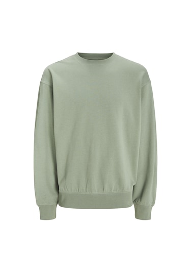 Jack & Jones Erkek Bisiklet Yaka Düz Renk Sweatshirt - Charge - 12257853 Iceberg Green Çok Renkli