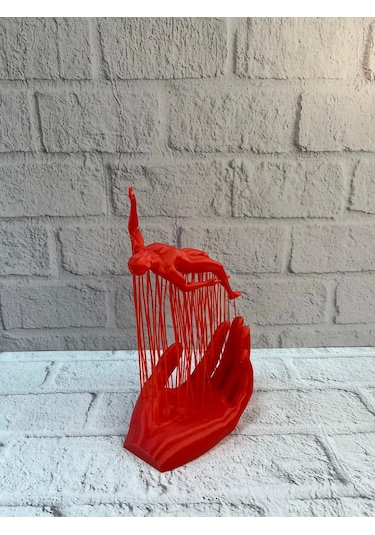 El Formlu İnsan Figürü Kırmızı Modern Dekoratif Biblo Soyut Tasarım 12x18 Cm