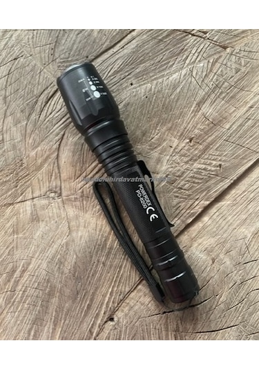 Power Pro El Feneri Şarjlı Fener Tüfenk Feneri Uzun Menzilli Led Avcı Feneri Siyah