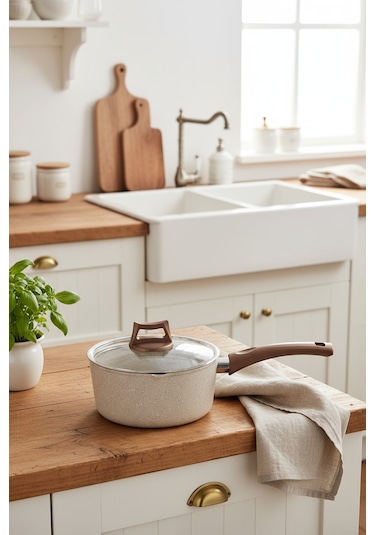 Bernardo Marcel 13 Parça Granit Tencere Seti Krem Krem