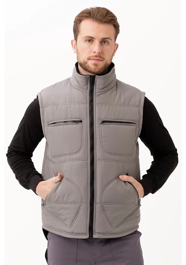 Kışlık Su Geçirmez Çok Cepli Yelek Isı Yalıtımlı Melesa İş Outdoor Suya Sıcak Tutucu Gri