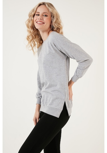 Lela Pamuklu Regular Fit Bisiklet Yaka Basic Bayan Sweat 5863569 Gri Melanj Lela Pamuklu Regular Fit Bisiklet Yaka Basic Bayan Sweat 5863569 Gri Melanj