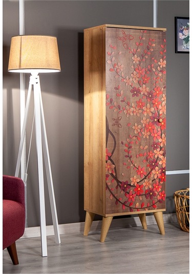 Bingo Red / 8 Raflı Çok Amaçlı Mutfak Dolabı Banyo Dolabı Çok Amaçlı Dolap