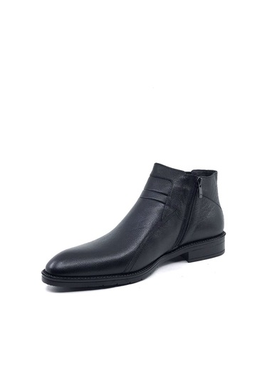 Smart 2023 Siyah İçi Kürklü Hakiki Deri Erkek Klasik Bot Siyah