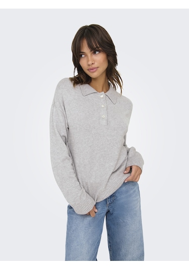 Only Bayan Polo Yaka Sweatshirt 15356689 Gri