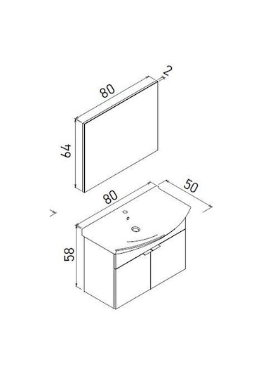 Orka Purus 80 Cm Mat Antrasit Banyo Dolabı Alt Modül Lavabo Asma Antrasit