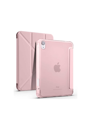 Apple Uyumlu iPad Mini 2021 (6.Nesil) Kılıf Tri Folding Kalem Bölmeli Standlı