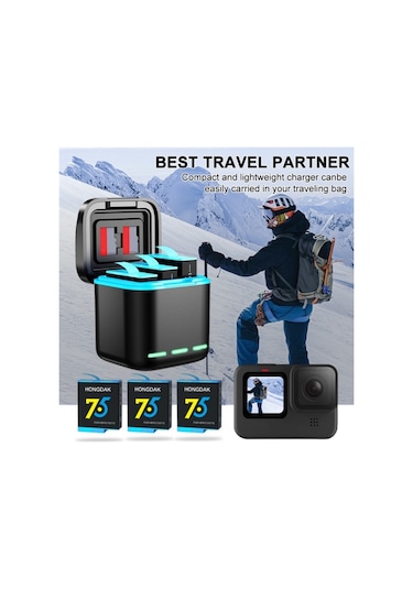 Gp-810 Şarj Edilebilir 3 Pil Şarj İstasyonu Gopro Hero5 / 6/7 /8 İçin Saklama Kutusu Diğer