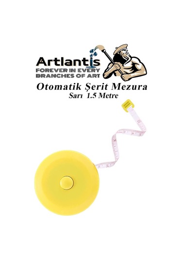 Otomatik Şerit Mezura 1.5 Metre Sarı Renk 1 Adet Yuvarlak Cep Mezurası 150 Cm Mezro Terzi Metresi Vücut Ölçüm Metresi