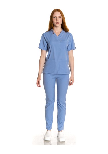 Unisex Likralı Koyu Mavi Scrubs