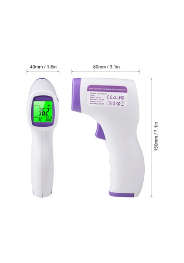Yifomall Mor Dışarıdaki Vücut Ve Nesne Sıcaklığı Ölçer - İki Mod C/ F , Üç Renkli Arka Işık, 32 Adet Hafıza Pil Dahil Değil