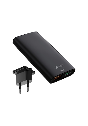 Ixtech Ix-hc8 65w Type-c Ve Usb Çift Port Ultra İnce Evrensel Başlıklı Seyahat Şarj Adaptörü