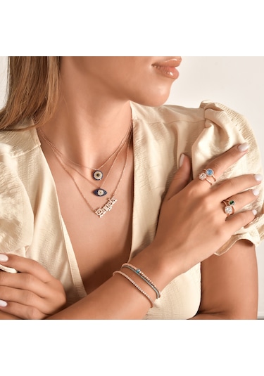 Kuyumcudukkani Yeşil Baget Taşlı "tektaş"yüzük-10437-w-blu Beyaz