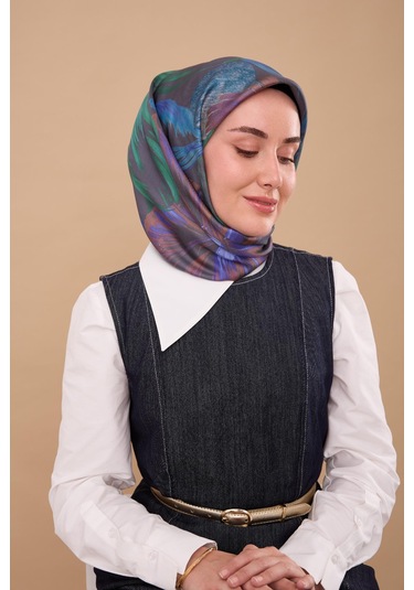 Silk Home Twill İpek Eşarp 11480-77 Füme, Patina, Bebe Mavi, Saks,yeşil