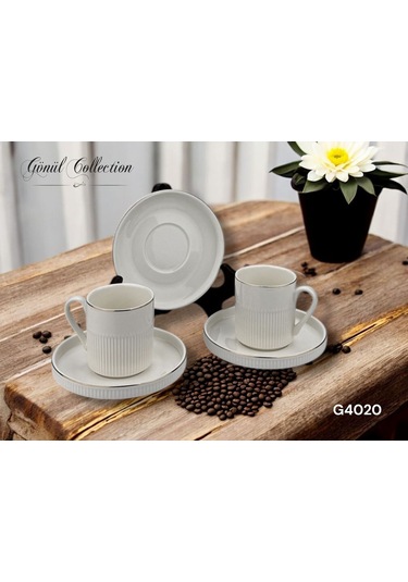 Gönül Kahve Takımı Sade Çizgi Form G4020 Beyaz