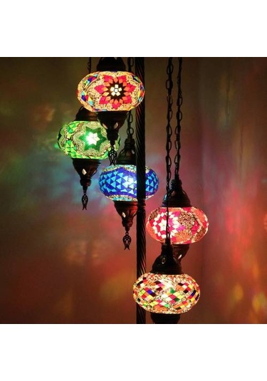 Dekoratif Dekoratif Osmanlı Lambası Mozaik 5li Lambader
