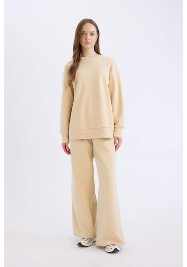 DeFacto Straight Fit Kalın Eşofman Altı Basic Düz Beli Lastikli Geniş Bol Paça E4979AX24WNBG754 Bej DeFacto Straight Fit Kalın Eşofman Altı Basic Düz Beli Lastikli Geniş Bol Paça E4979AX24WNBG754 Bej
