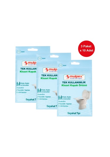 Mulpex Tek Kullanımlık Suda Çözünür Klozet Kapak Örtüsü 3 x 10'lu